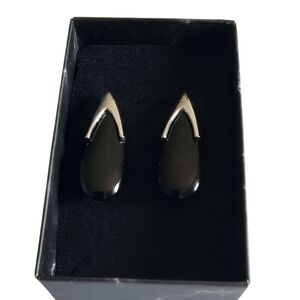 Vtg. 14k Black Onyx Tear Drop Earrings